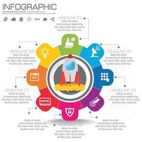 plantilla de infografía con gráfico de proceso de flujo de trabajo de engranajes. vector