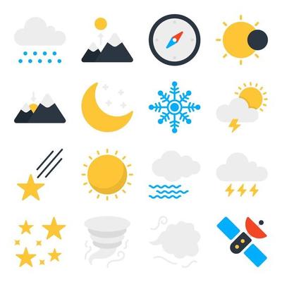 Pack of Weather and Season Flat Icons