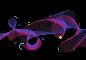 Abstract particles wave lines geometric elements black background vector