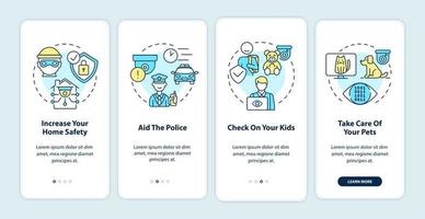 Home security systems onboarding mobile app page screen vector