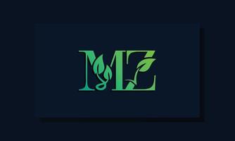 logotipo de mz inicial de estilo de hoja mínima vector