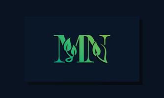 Minimal leaf style Initial MN logo vector