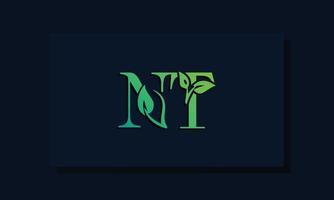 Minimal leaf style Initial NT logo vector
