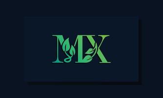 Minimal leaf style Initial MX logo vector