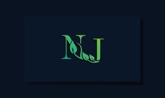 Minimal leaf style Initial NJ logo vector