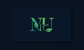 Minimal leaf style Initial NU logo vector