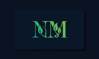 Minimal leaf style Initial NM logo vector