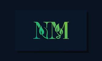 logotipo de nm inicial de estilo de hoja mínima vector