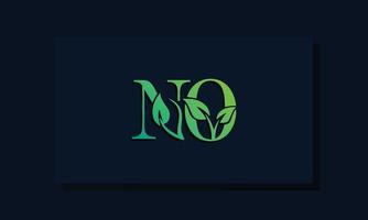 Minimal leaf style Initial NO logo vector
