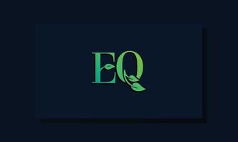 Minimal leaf style Initial EQ logo. vector