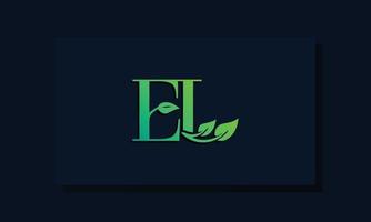 Minimal leaf style Initial EL logo. vector
