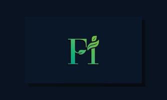 logotipo de fi inicial de estilo de hoja mínima. vector