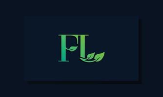 logotipo de fl inicial de estilo de hoja mínima.