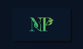 Minimal leaf style Initial NP logo vector