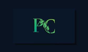 logotipo de pc inicial de estilo de hoja mínima vector