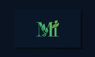 logotipo de mi inicial de estilo de hoja mínima