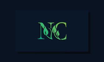 logotipo de nc inicial de estilo de hoja mínima vector