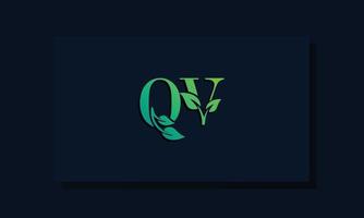 Minimal leaf style Initial QV logo vector