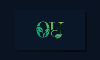 Minimal leaf style Initial OU logo vector