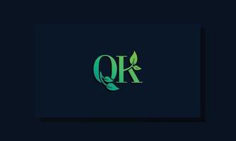 Minimal leaf style Initial QK logo vector