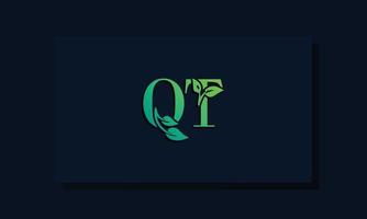 Minimal leaf style Initial QT logo vector