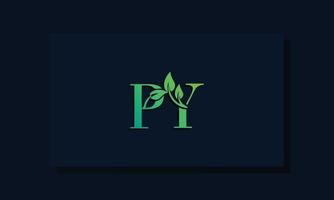 logotipo de py inicial de estilo de hoja mínima vector