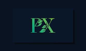 logotipo de px inicial de estilo de hoja mínima vector