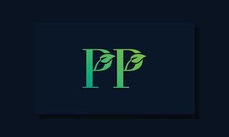 logotipo de pp inicial de estilo de hoja mínima vector