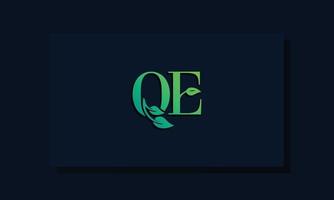 Minimal leaf style Initial QE logo vector