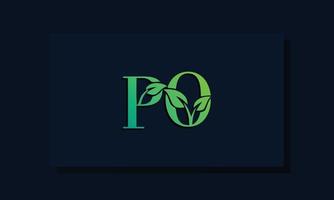 Minimal leaf style Initial PO logo vector