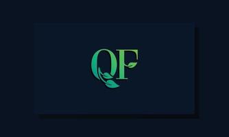 Minimal leaf style Initial QF logo vector