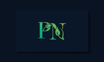 logotipo de pn inicial de estilo de hoja mínima vector