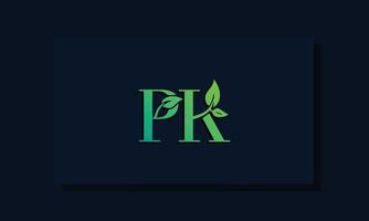 Minimal leaf style Initial PK logo vector