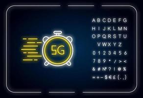 5G fast speed connection neon light icon vector