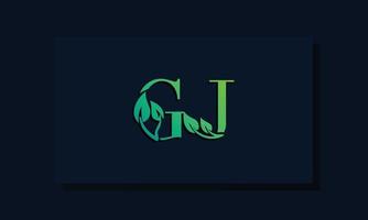 logotipo de gj inicial de estilo de hoja mínima.