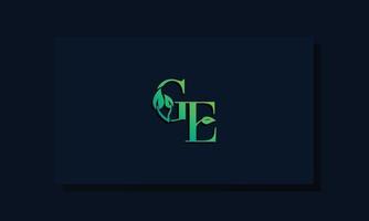 Minimal leaf style Initial GE logo. vector