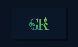 Minimal leaf style Initial GK logo. vector