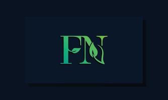 logotipo de fn inicial de estilo de hoja mínima. vector