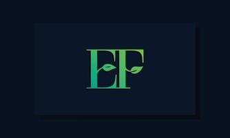 Minimal leaf style Initial EF logo. vector