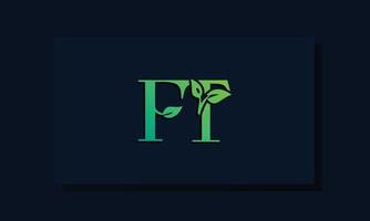 logotipo de ft inicial de estilo de hoja mínima. vector