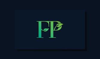 logotipo de fp inicial de estilo de hoja mínima. vector