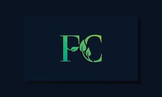 logotipo de fc inicial de estilo de hoja mínima. vector