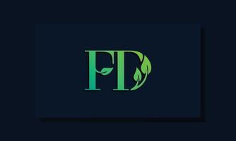 Minimal leaf style Initial FD logo. vector