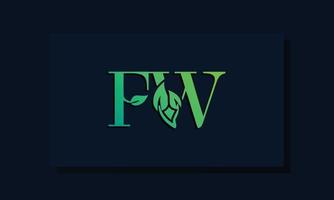 Minimal leaf style Initial FW logo. vector