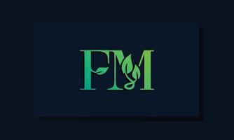 logotipo de fm inicial de estilo de hoja mínima.