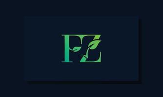 logotipo de fz inicial de estilo de hoja mínima. vector