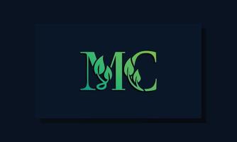 logotipo de mc inicial de estilo de hoja mínima vector