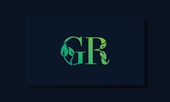 Minimal leaf style Initial GR logo. vector