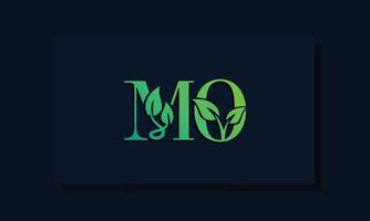 logotipo de mo inicial de estilo de hoja mínima vector