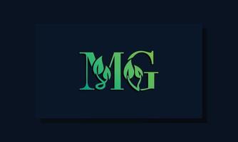 logotipo de mg inicial de estilo de hoja mínima vector